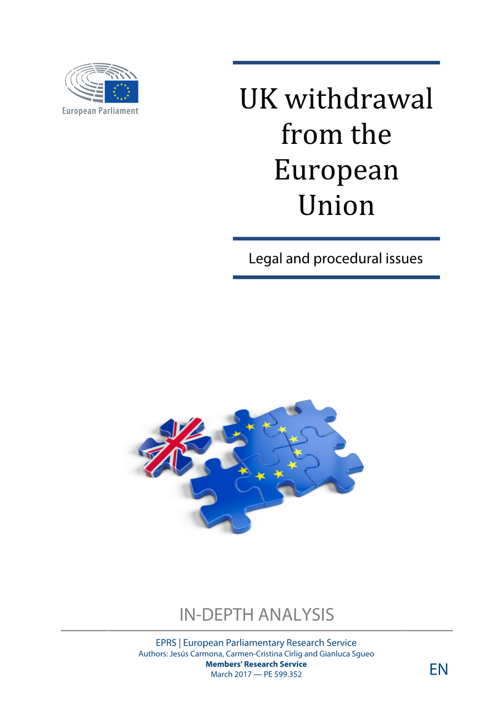 UK Withdrawal from the European Union: Legal and Procedural Issues