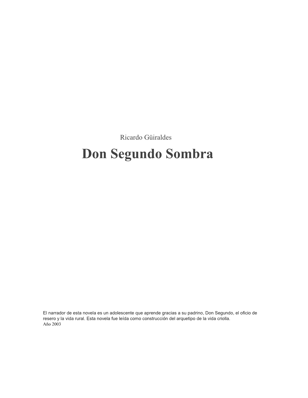 Don Segundo Sombra