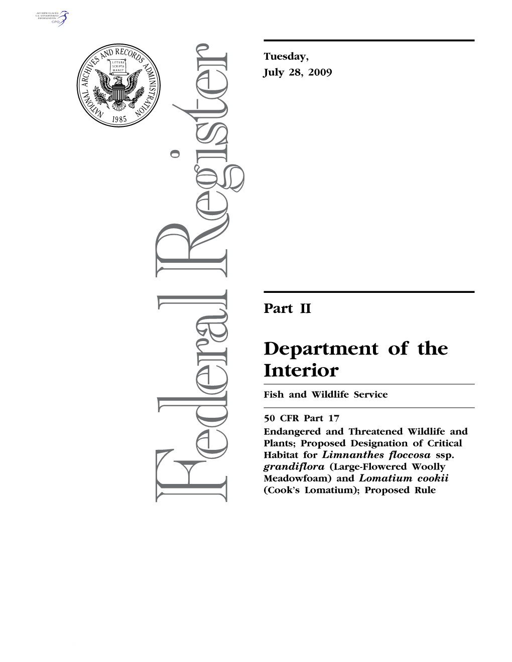 Proposed Designation of Critical Habitat for Limnanthes Floccosa Ssp