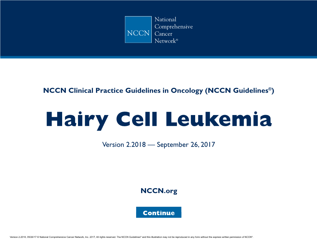 (NCCN Guidelines®) Hairy Cell Leukemia