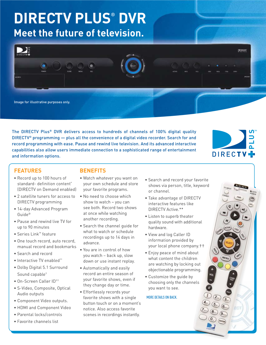 DIRECTV PLUS® DVR Meet the Future of Television