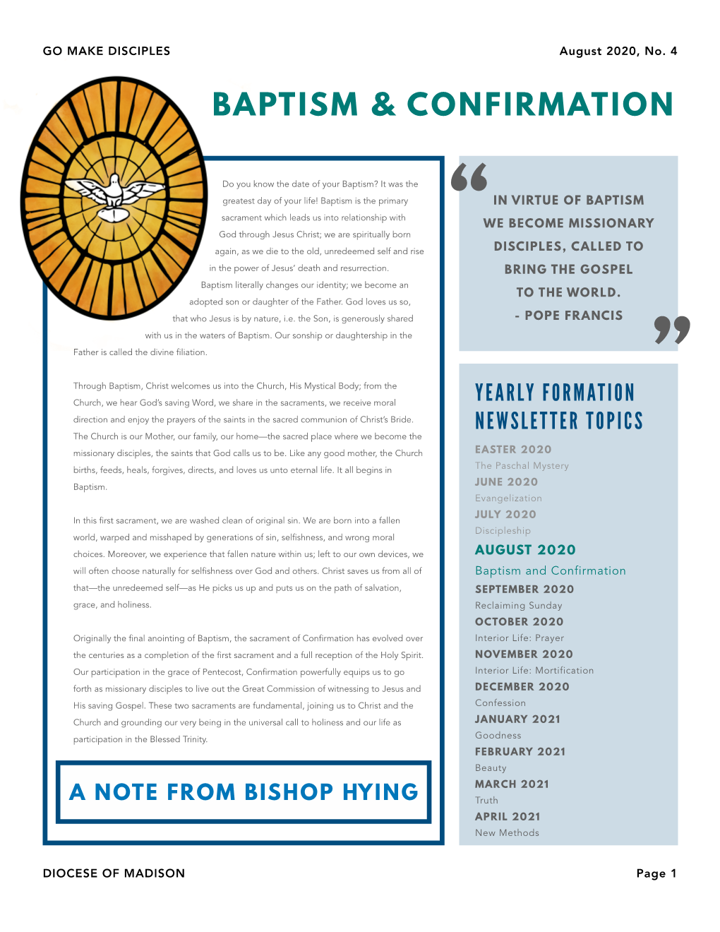 (August 2020) Baptism & Confirmation