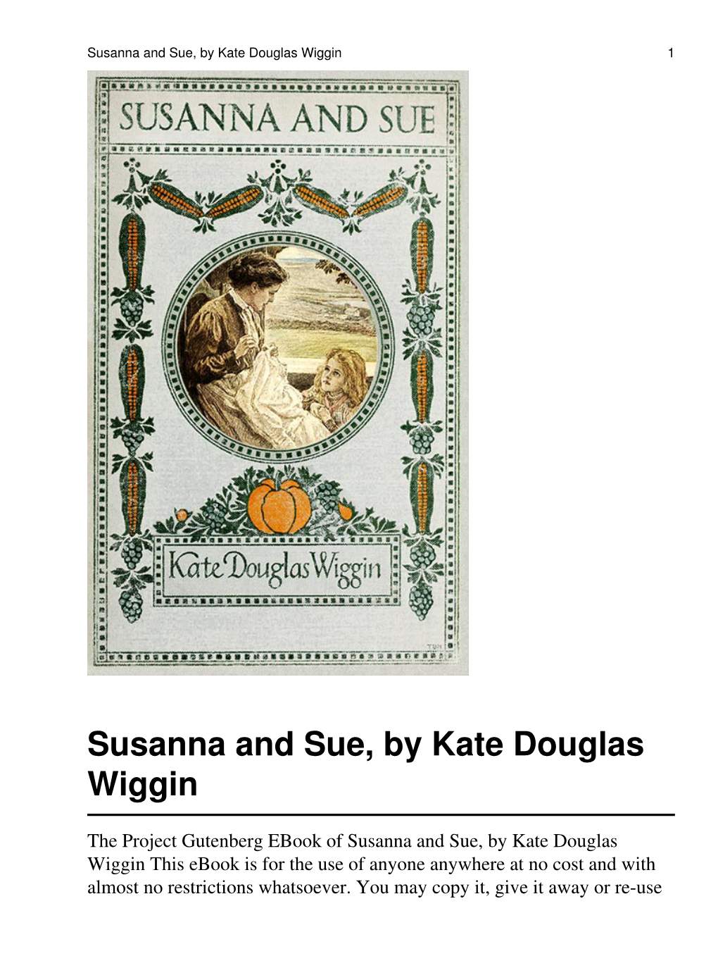 Susanna and Sue, by Kate Douglas Wiggin 1