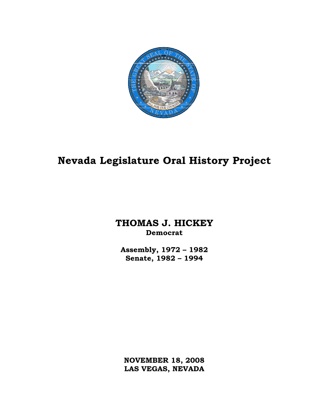 Nevada Legislature Oral History Project