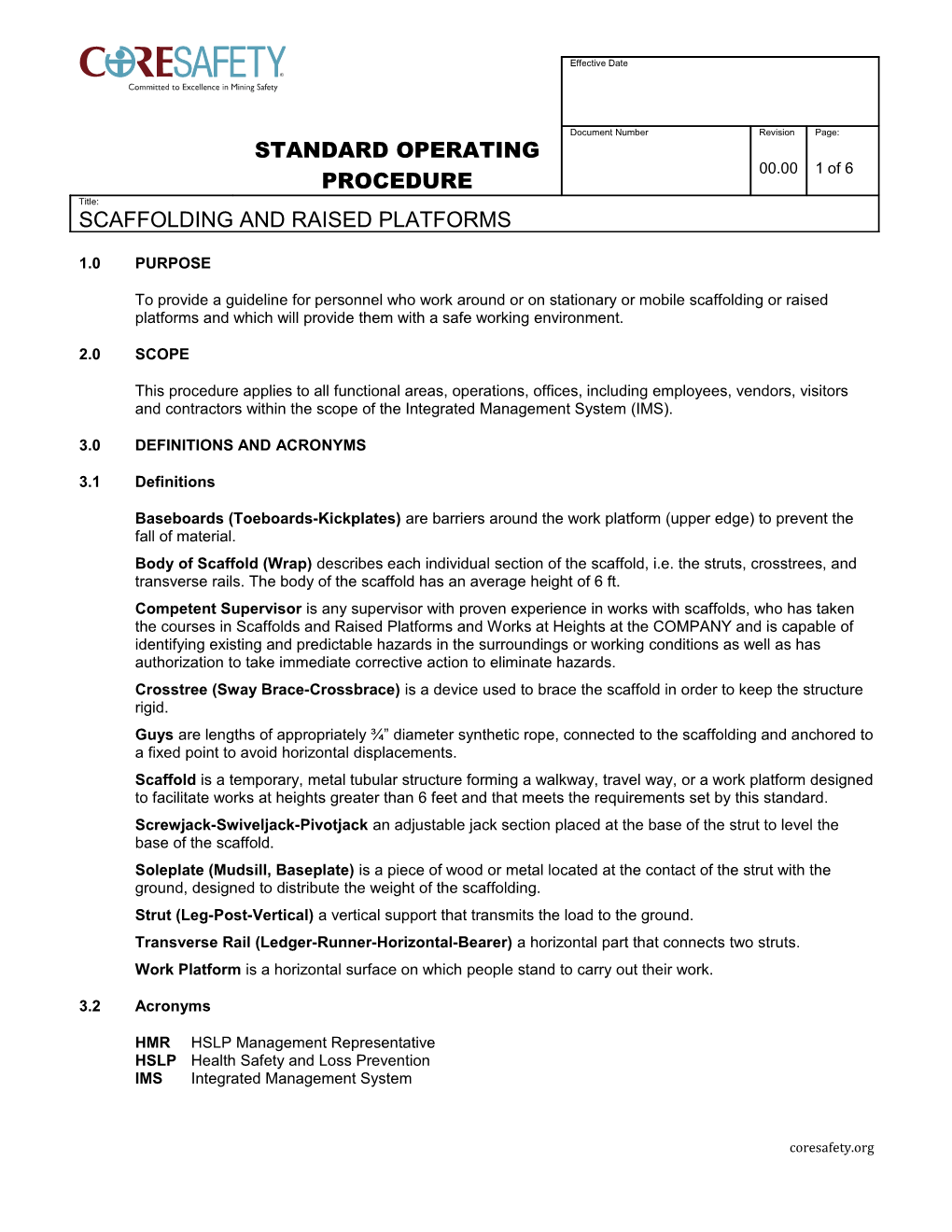 To Provide a Guideline for Personnel Who Work Around Or on Stationary Or Mobile Scaffolding