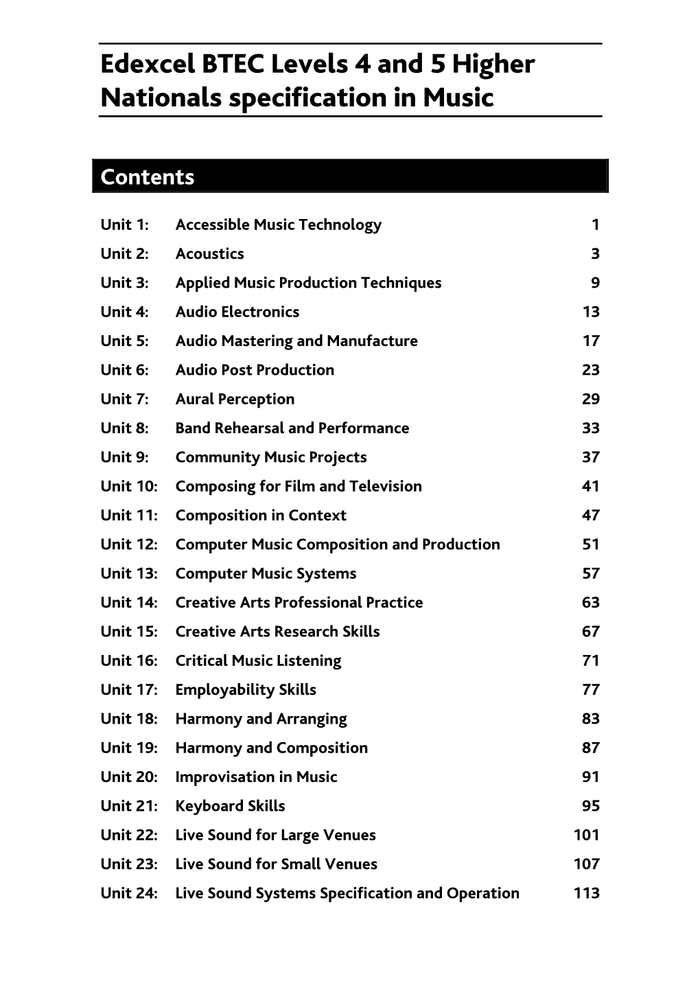 BTEC Higher Nationals Units