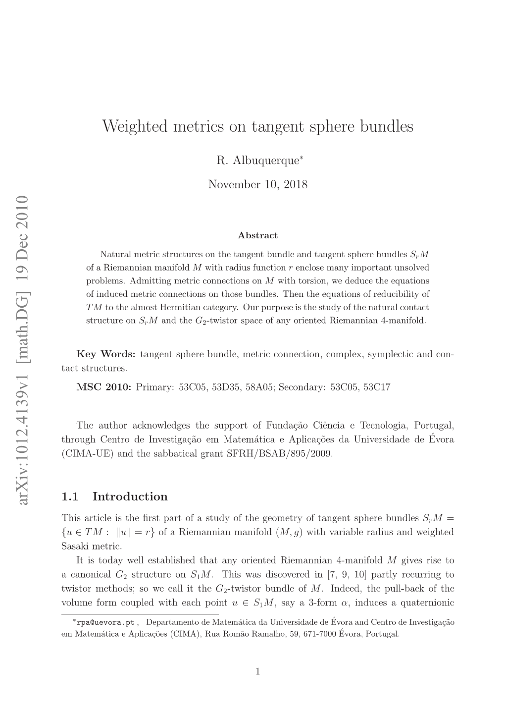 Weighted Metrics on Tangent Sphere Bundles