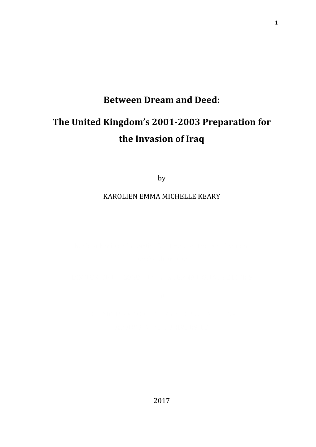 The United Kingdom's 2001-2003 Preparation for the Invasion of Iraq
