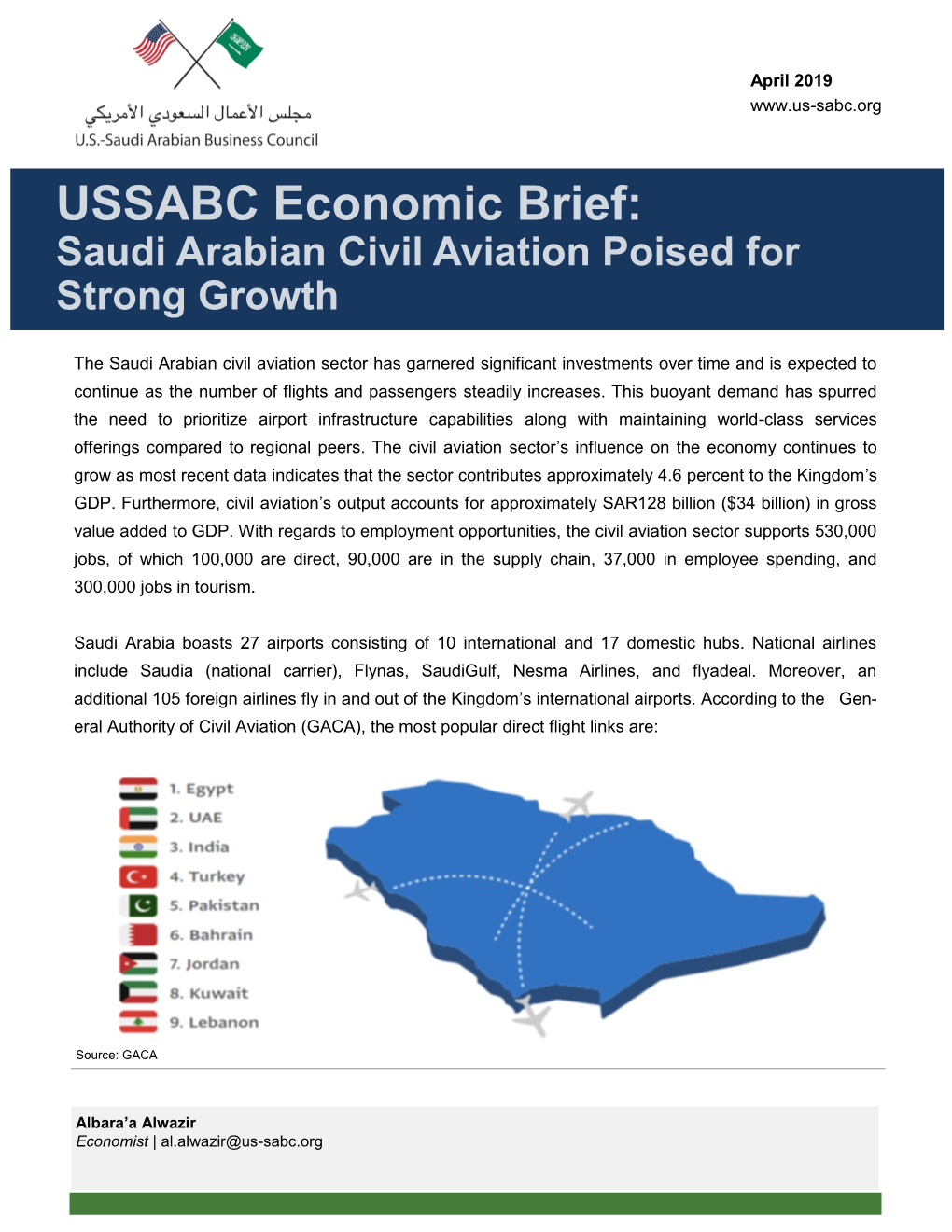 USSABC Economic Brief: Saudi Arabian Civil Aviation Poised for Strong Growth