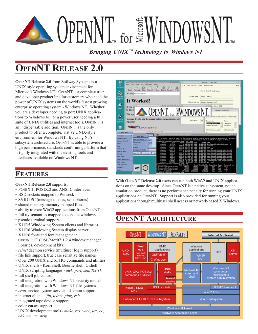 Microsoft WINDOWSNTTM  Bringing UNIX Technology to Windows NT