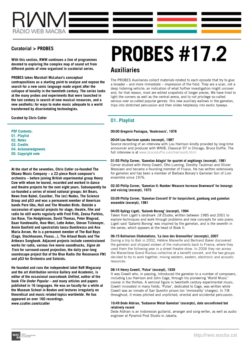 PROBES #17.2 Devoted to Exploring the Complex Map of Sound Art from Different Points of View Organised in Curatorial Series