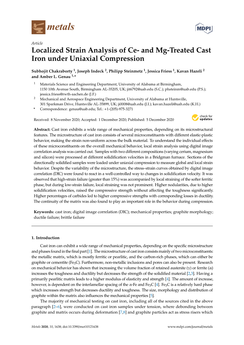 And Mg-Treated Cast Iron Under Uniaxial Compression