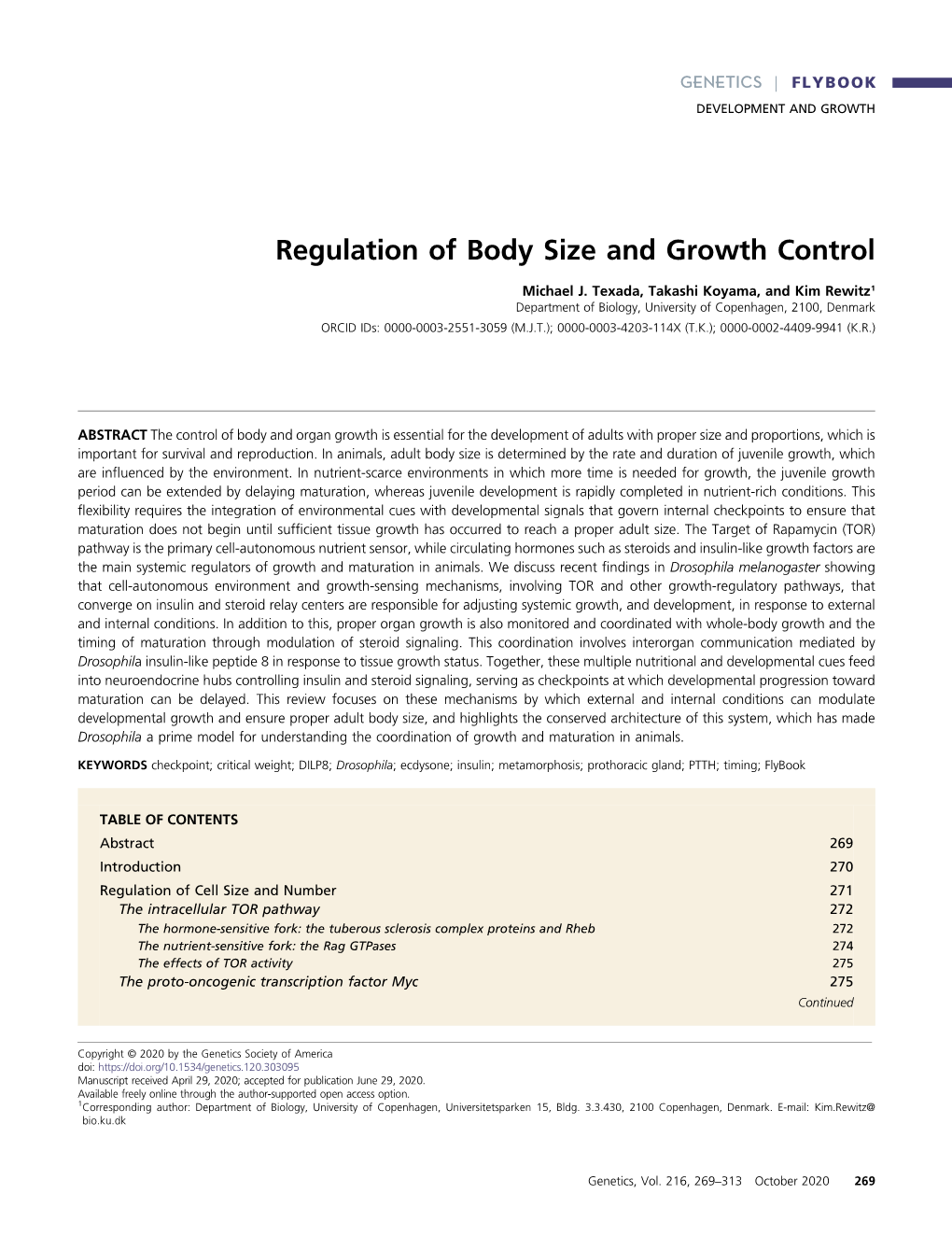 Regulation of Body Size and Growth Control