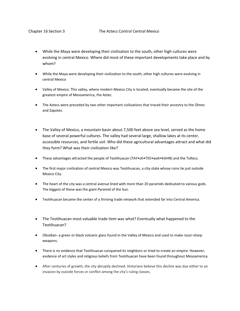 Chapter 16 Section 3 the Aztecs Control Central Mexico