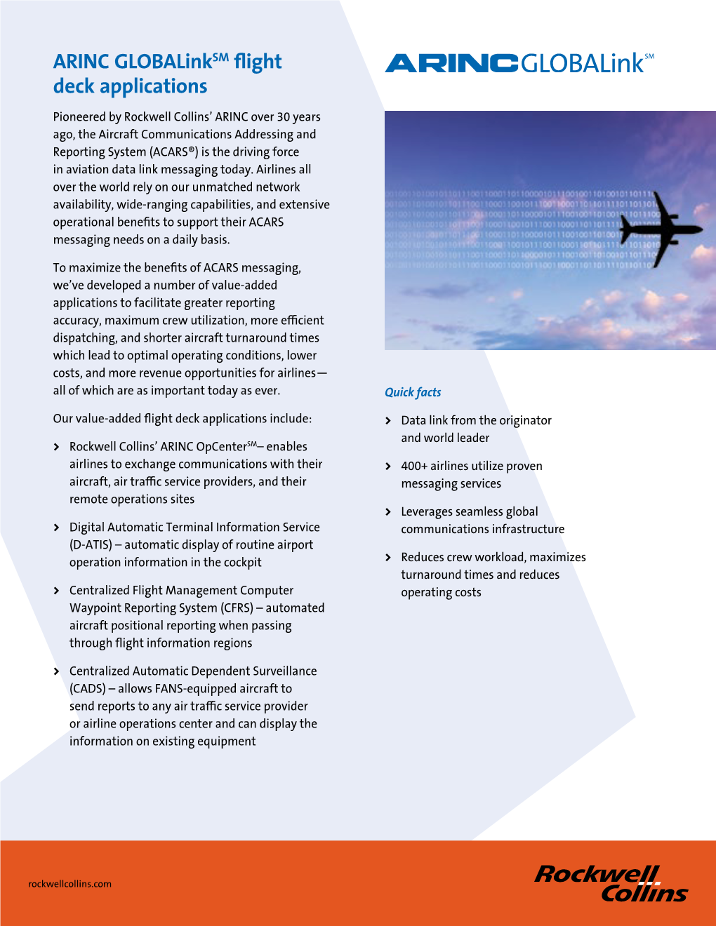 ARINC Globalinksm Flight Deck Applications