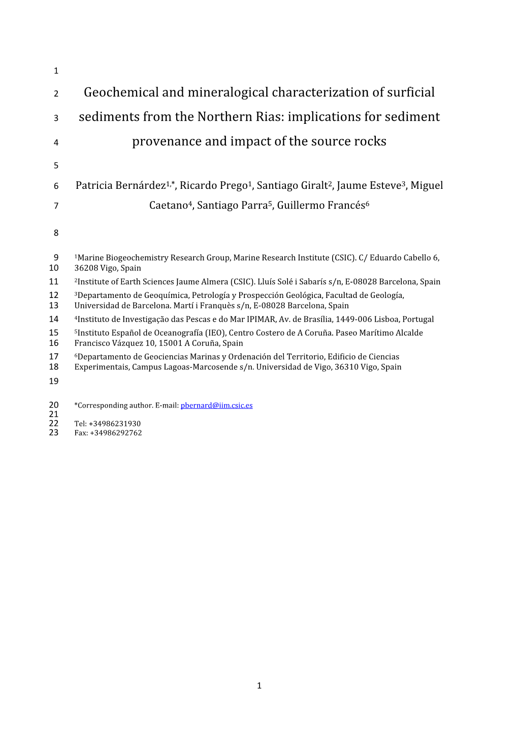 Geochemical and Mineralogical Characterization of Surficial