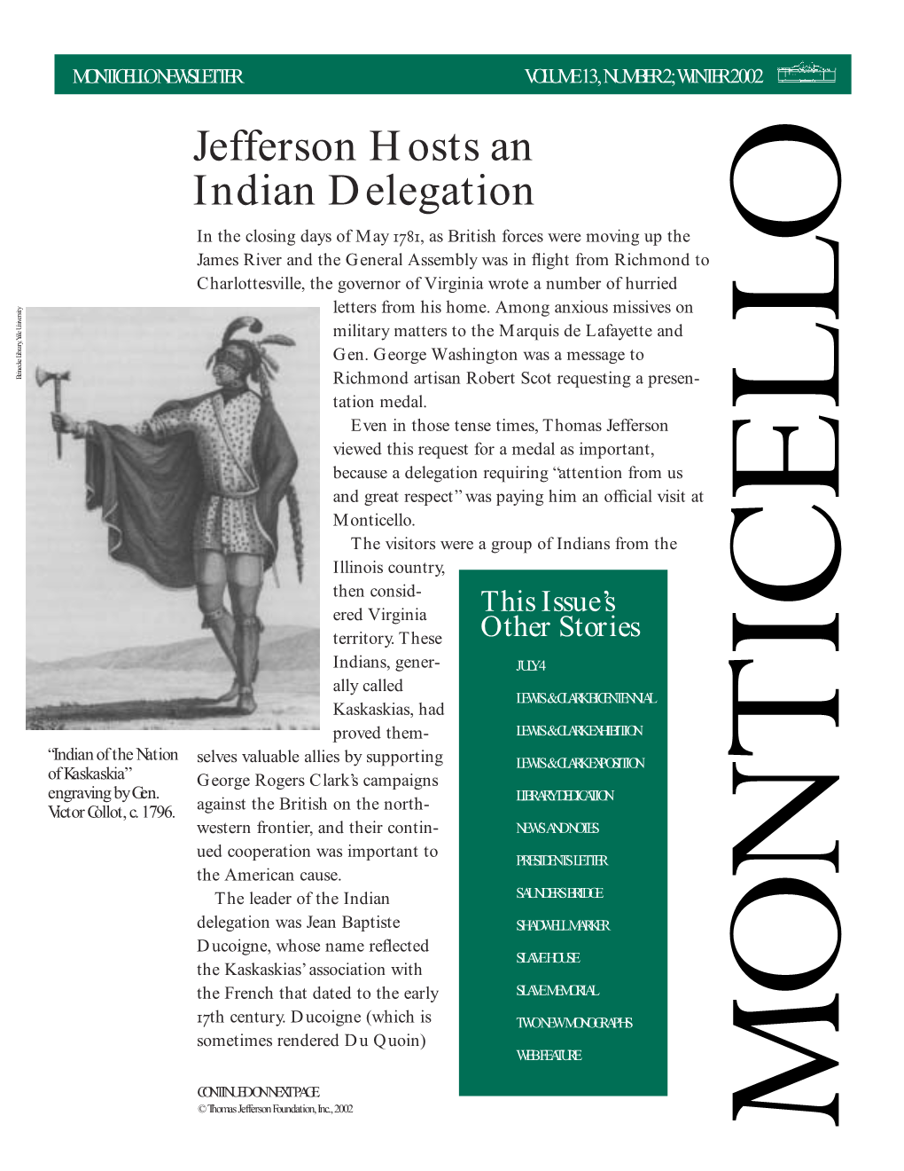 Jefferson Hosts an Indian Delegation