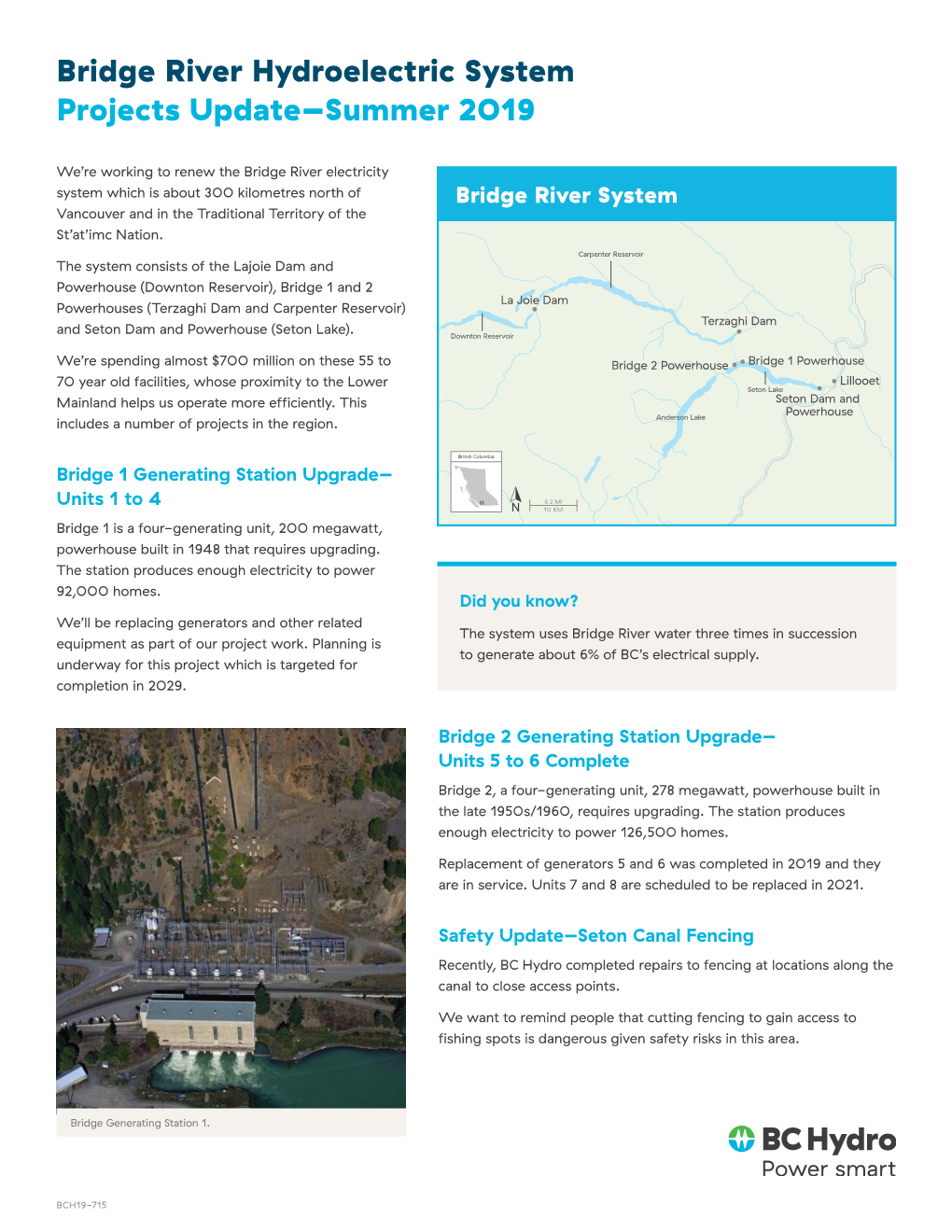 Bridge River Hydroelectric System Projects Update–Summer 2019