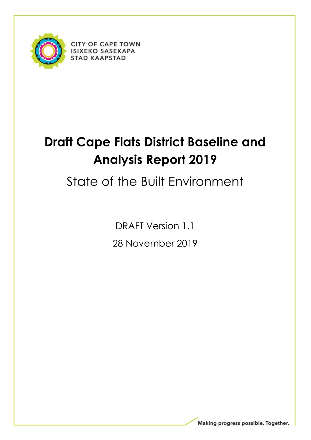 Draft Cape Flats District Baseline and Analysis Report 2019 State of the Built Environment