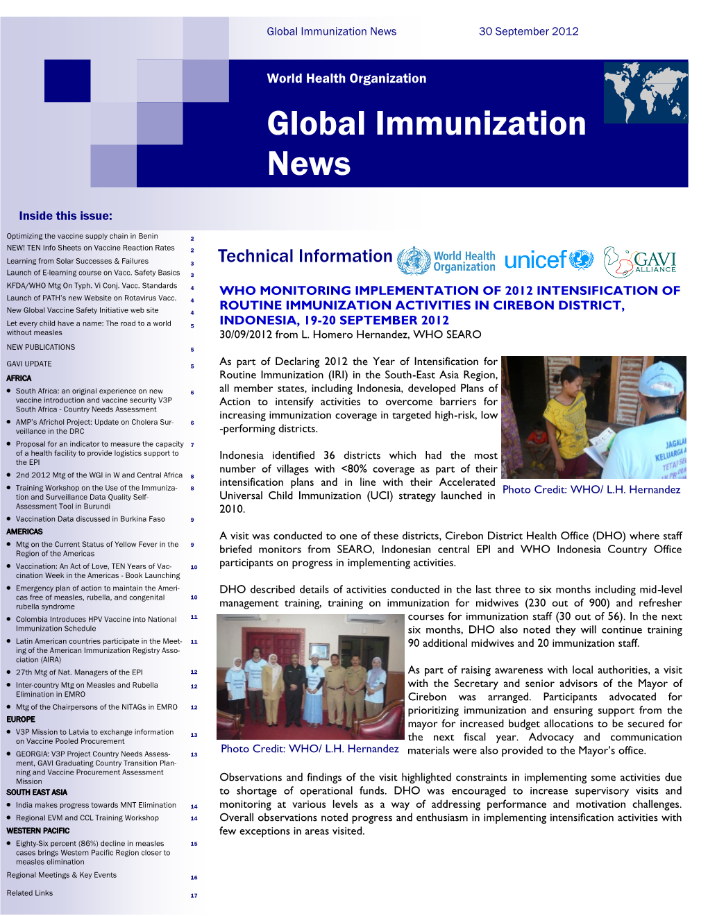 Global Immunization News 30 September 2012