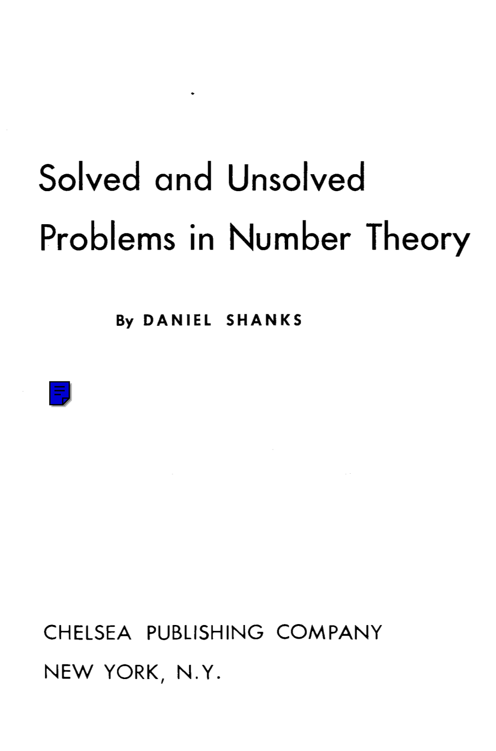 Solved and Unsolved Problems in Number Theory