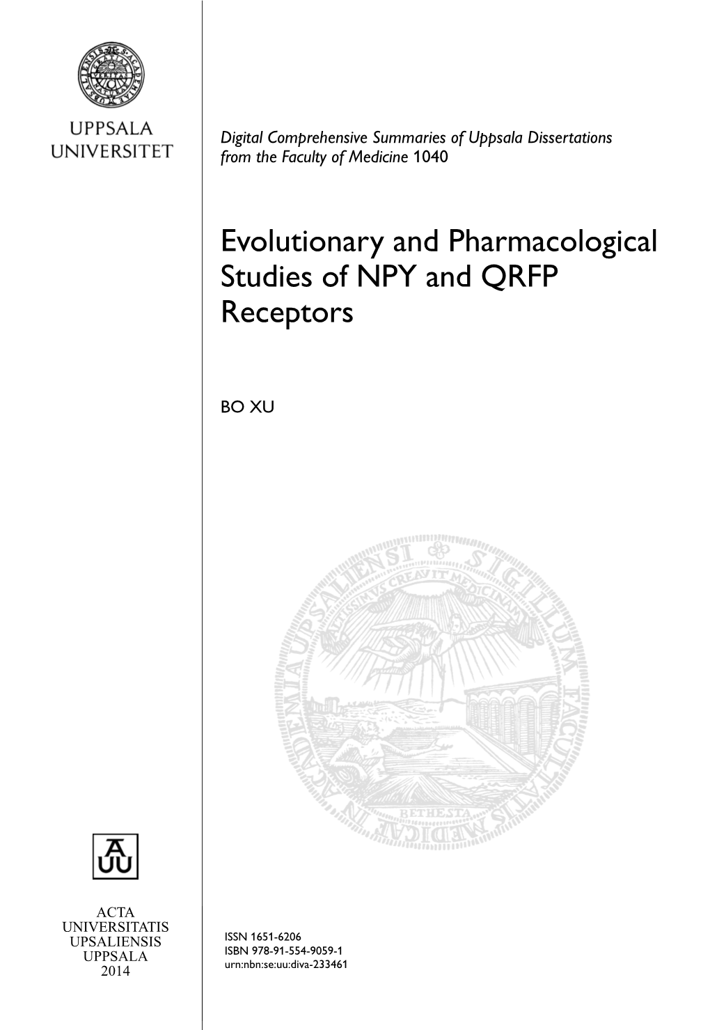 Evolutionary and Pharmacological Studies of NPY and QRFP Receptors