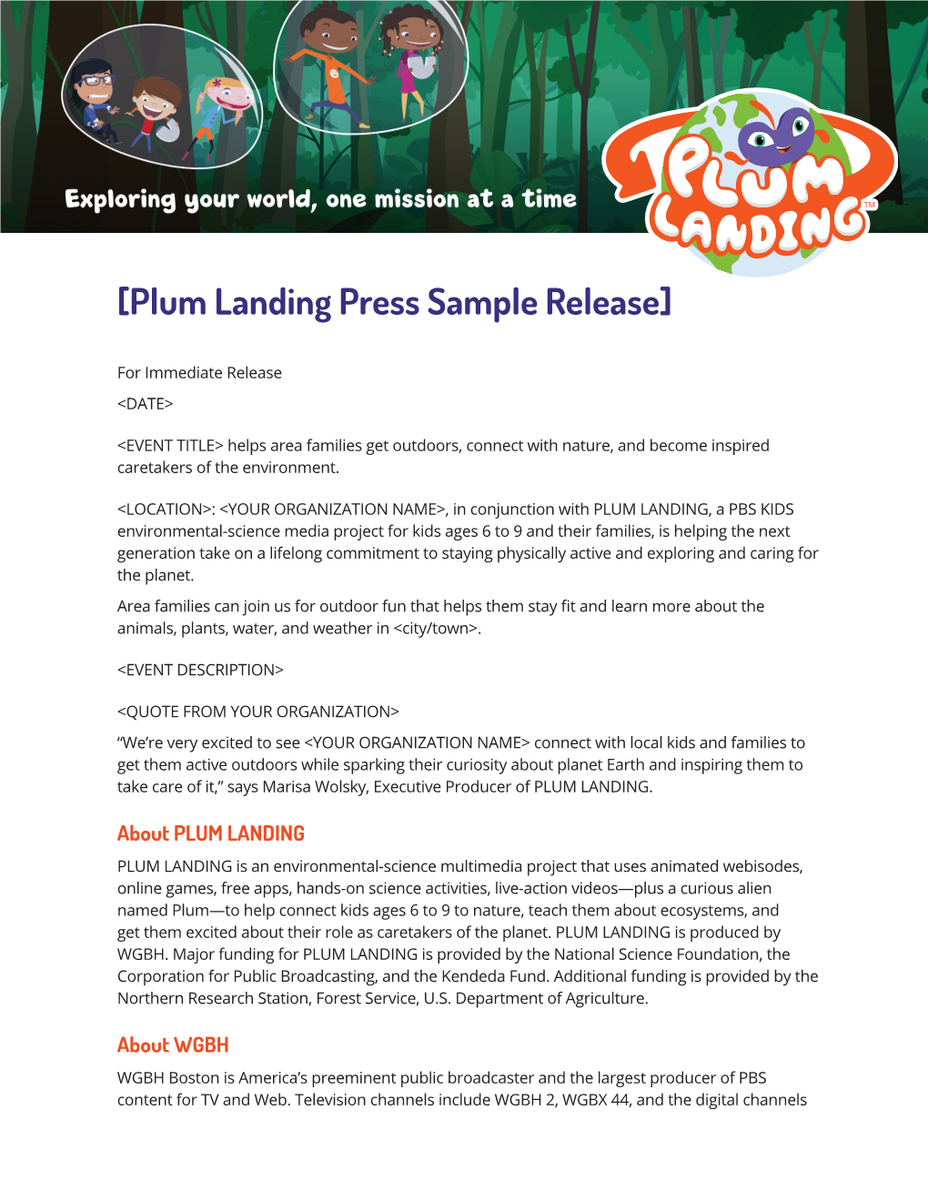 [Plum Landing Press Sample Release]