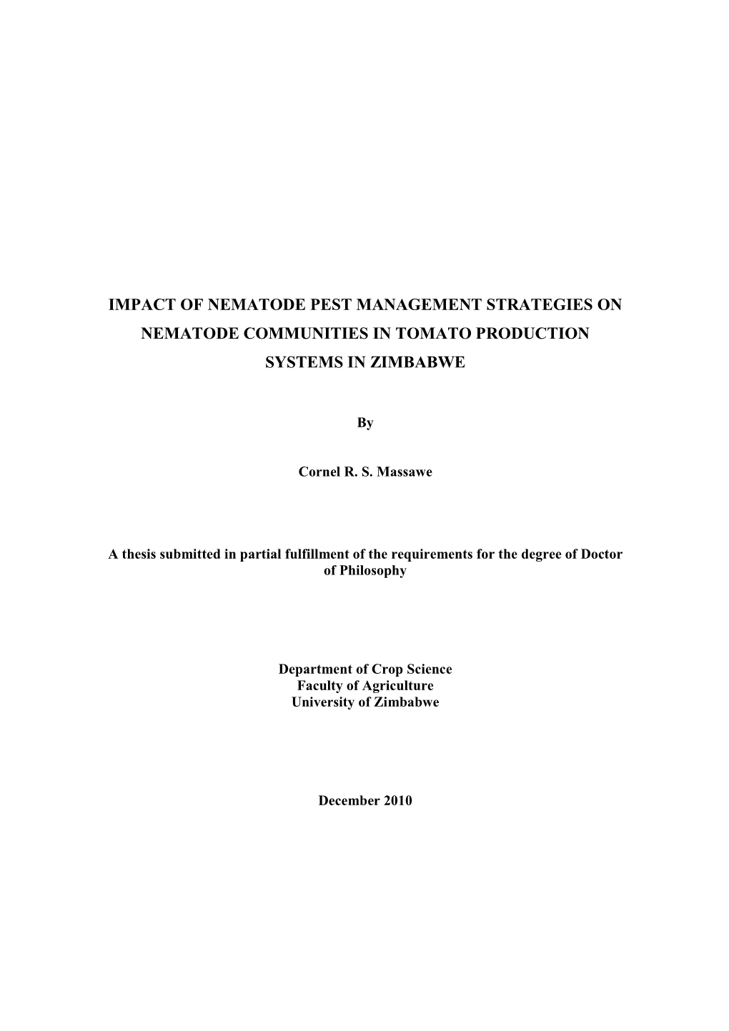 Impact of Nematode Pest Management Strategies on Nematode Communities in Tomato Production Systems in Zimbabwe