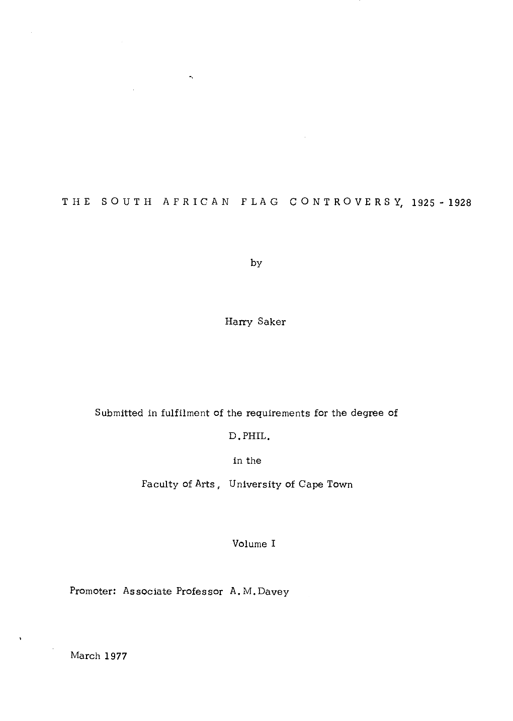 The South African Flag Controversy, 1925-1928