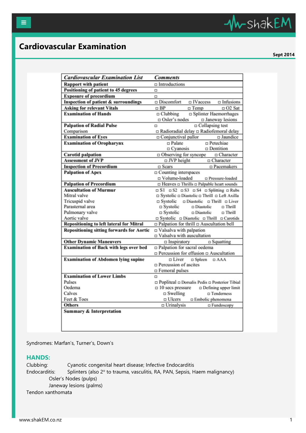 Cardiovascular Examination