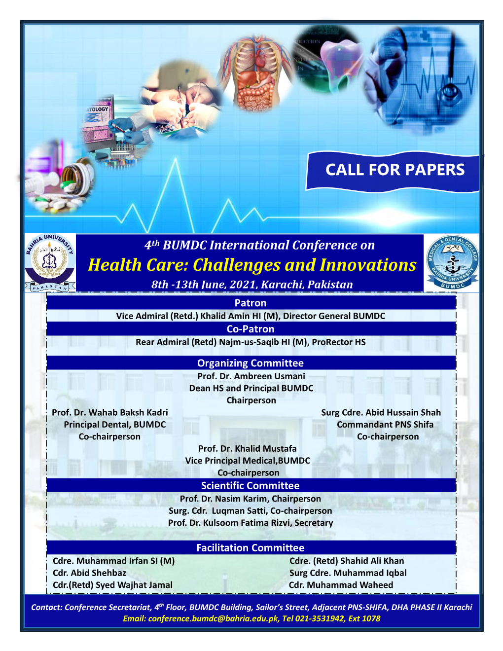Health Care: Challenges and Innovations 8Th -13Th June, 2021, Karachi, Pakistan