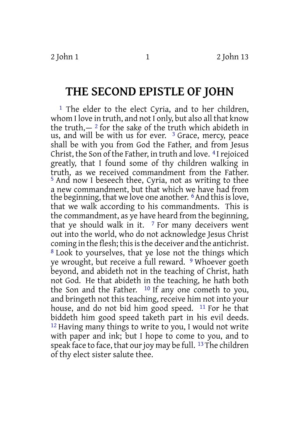 The Second Epistle of John