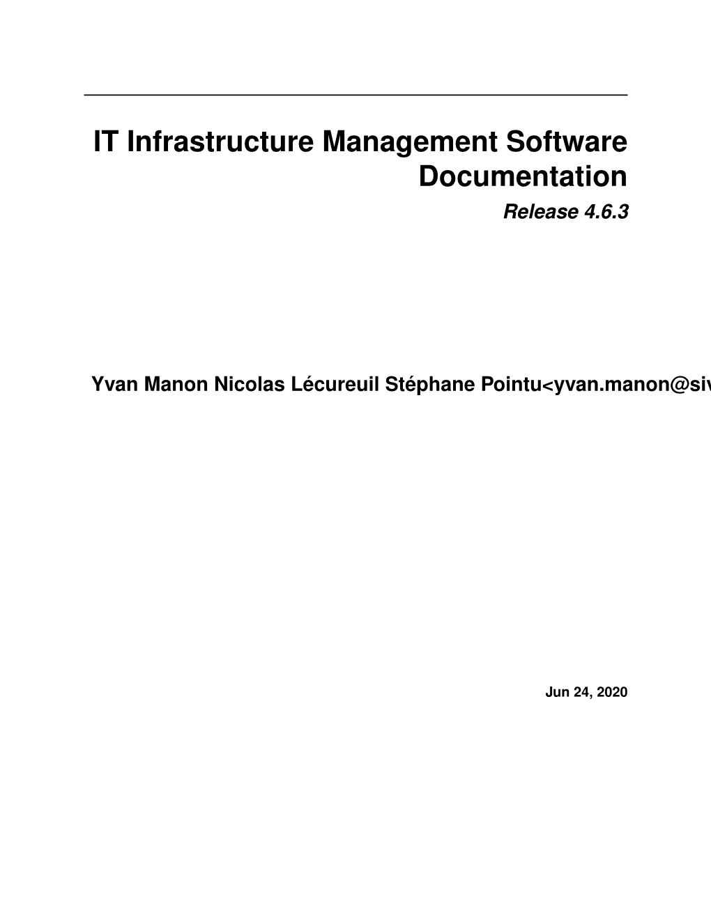 IT Infrastructure Management Software Documentation Release 4.6.3