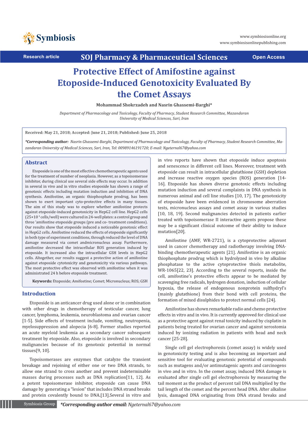 Protective Effect of Amifostine Against Etoposide-Induced Genotoxicity