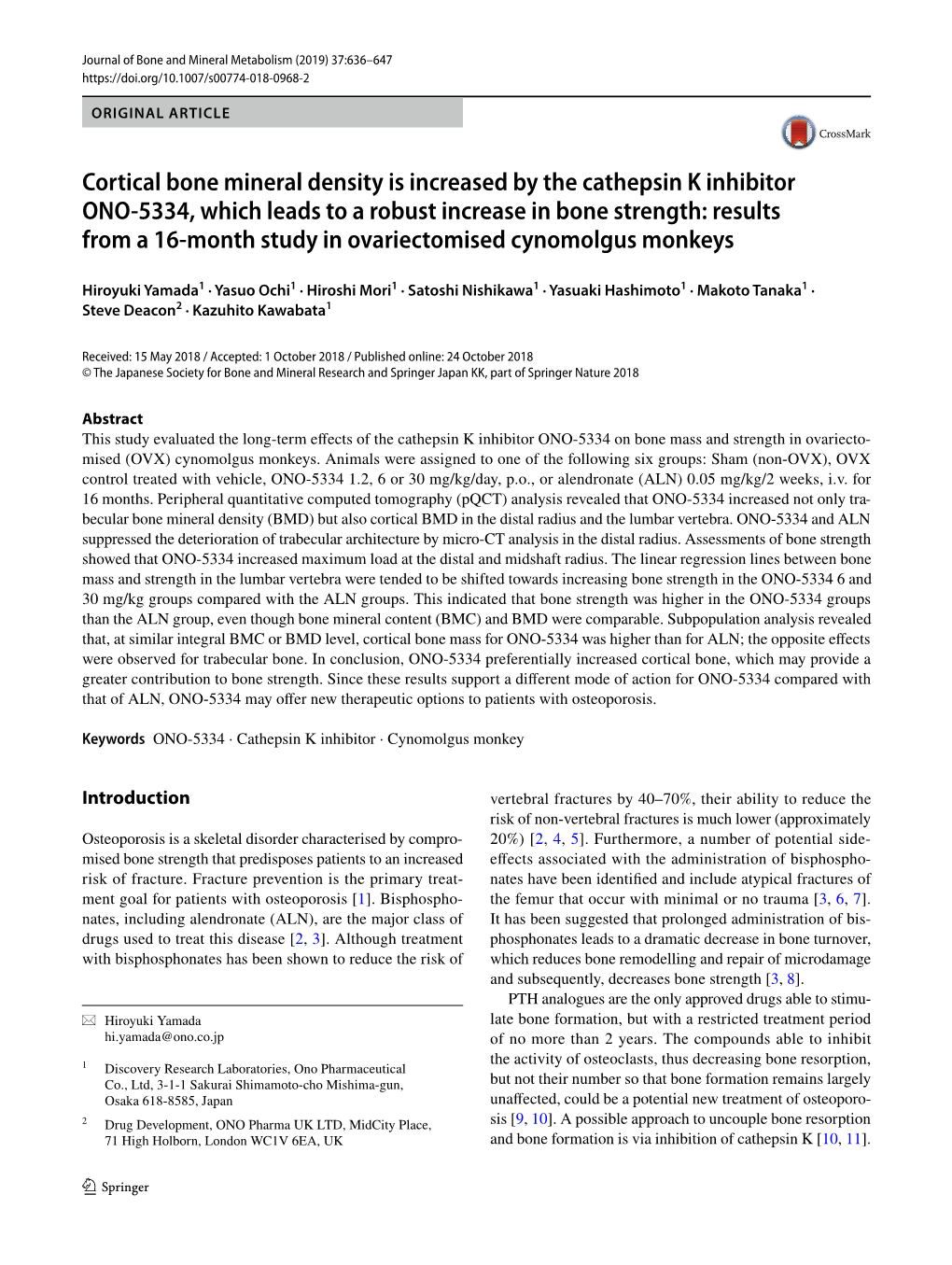 Cortical Bone Mineral Density Is Increased by the Cathepsin K