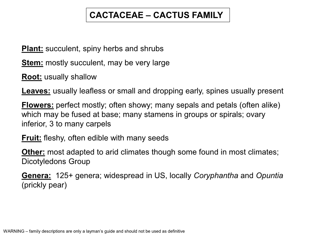 Cactaceae – Cactus Family