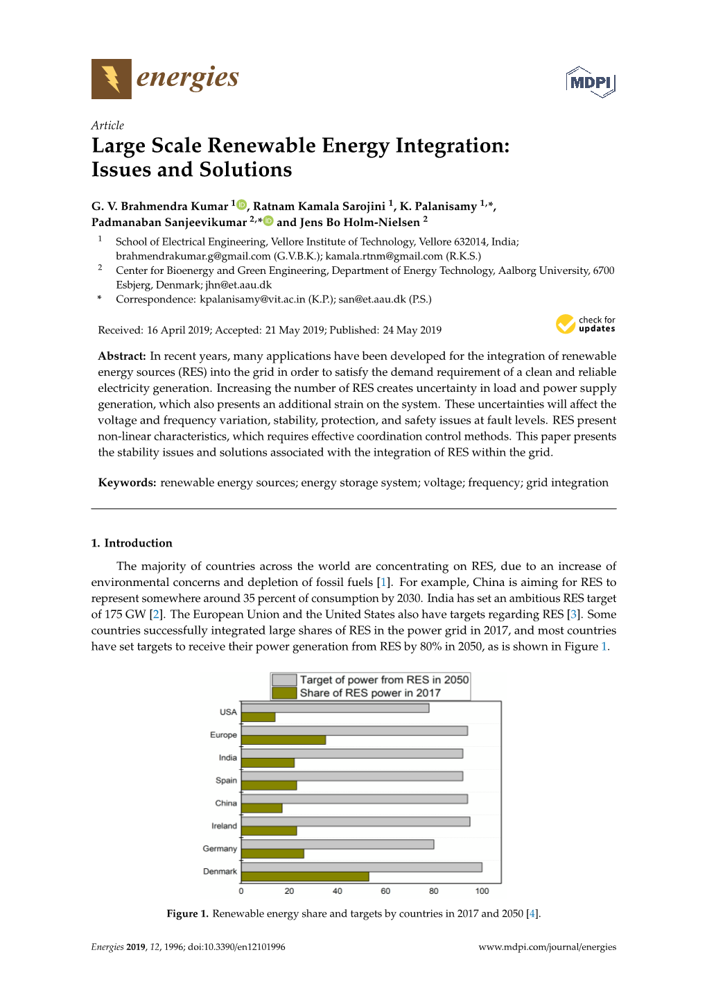 Large Scale Renewable Energy Integration