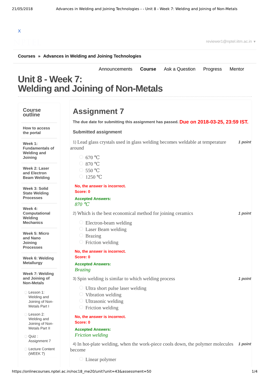 Unit 8 - Week 7: Welding and Joining of Non-Metals