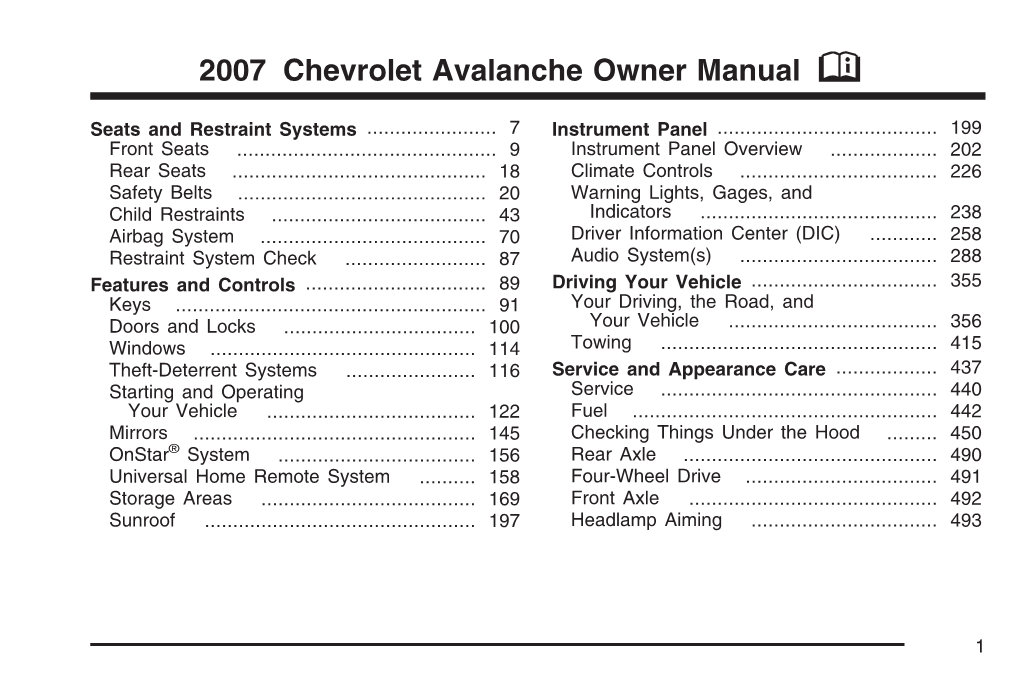 2007 Chevrolet Avalanche Owner Manual M