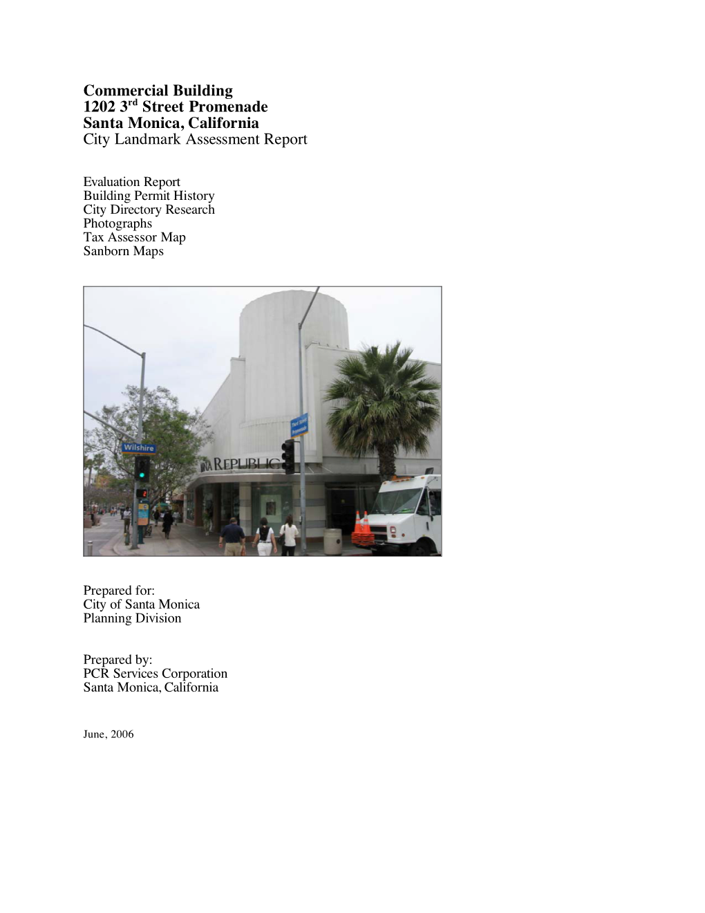 Commercial Building 1202 3Rd Street Promenade Santa Monica, California City Landmark Assessment Report