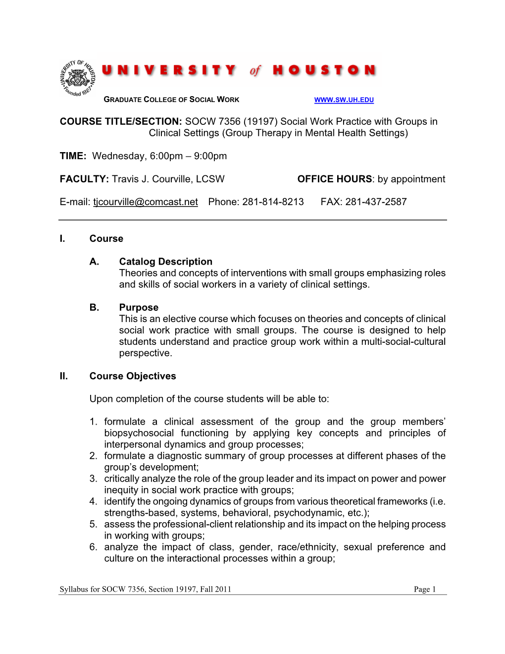 SOCW 7356 (19197) Social Work Practice with Groups in Clinical Settings (Group Therapy in Mental Health Settings)