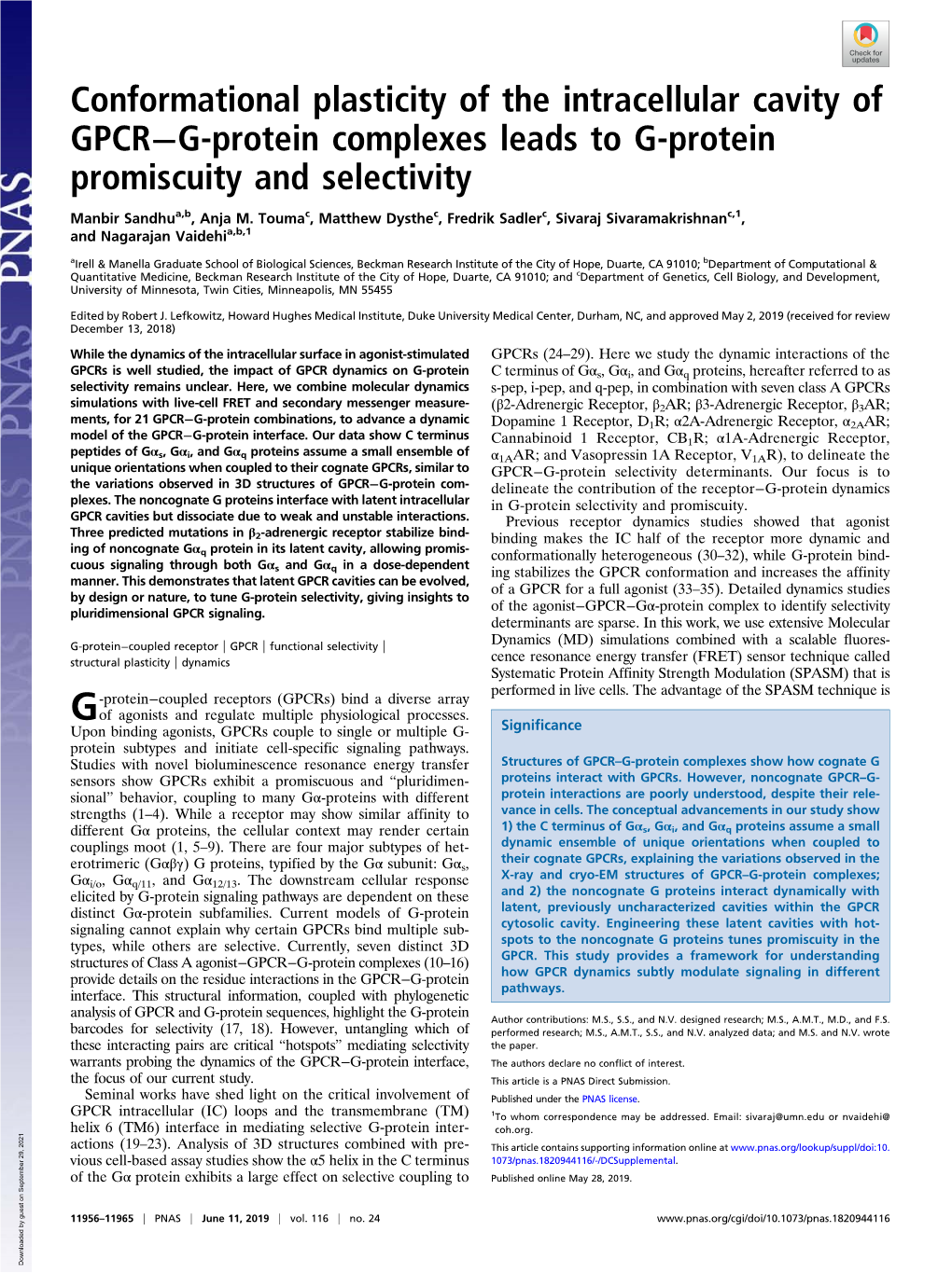 Conformational Plasticity of the Intracellular Cavity of GPCR−G-Protein Complexes Leads to G-Protein Promiscuity and Selectivity