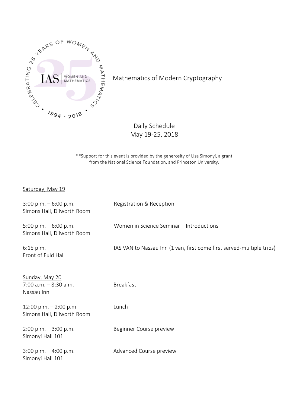 Program for Women in Mathematics