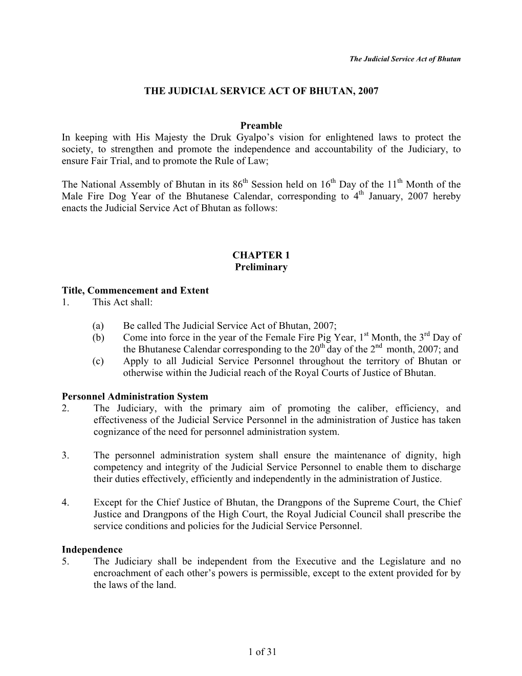 Judicial Service Act of Bhutan