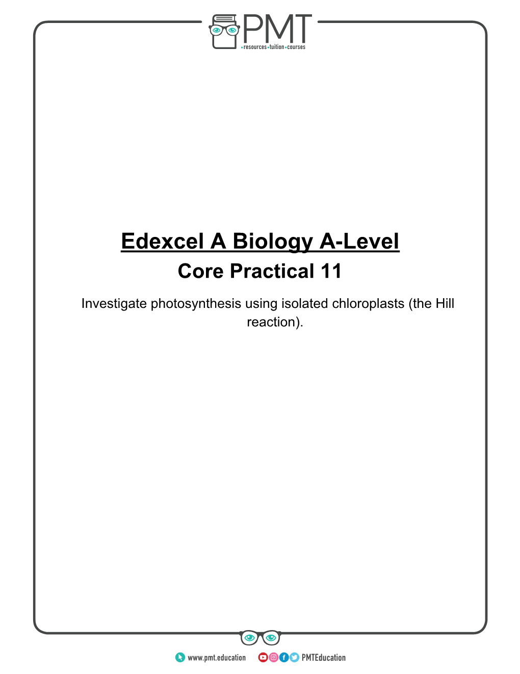 Photosynthesis and the Hill Reaction