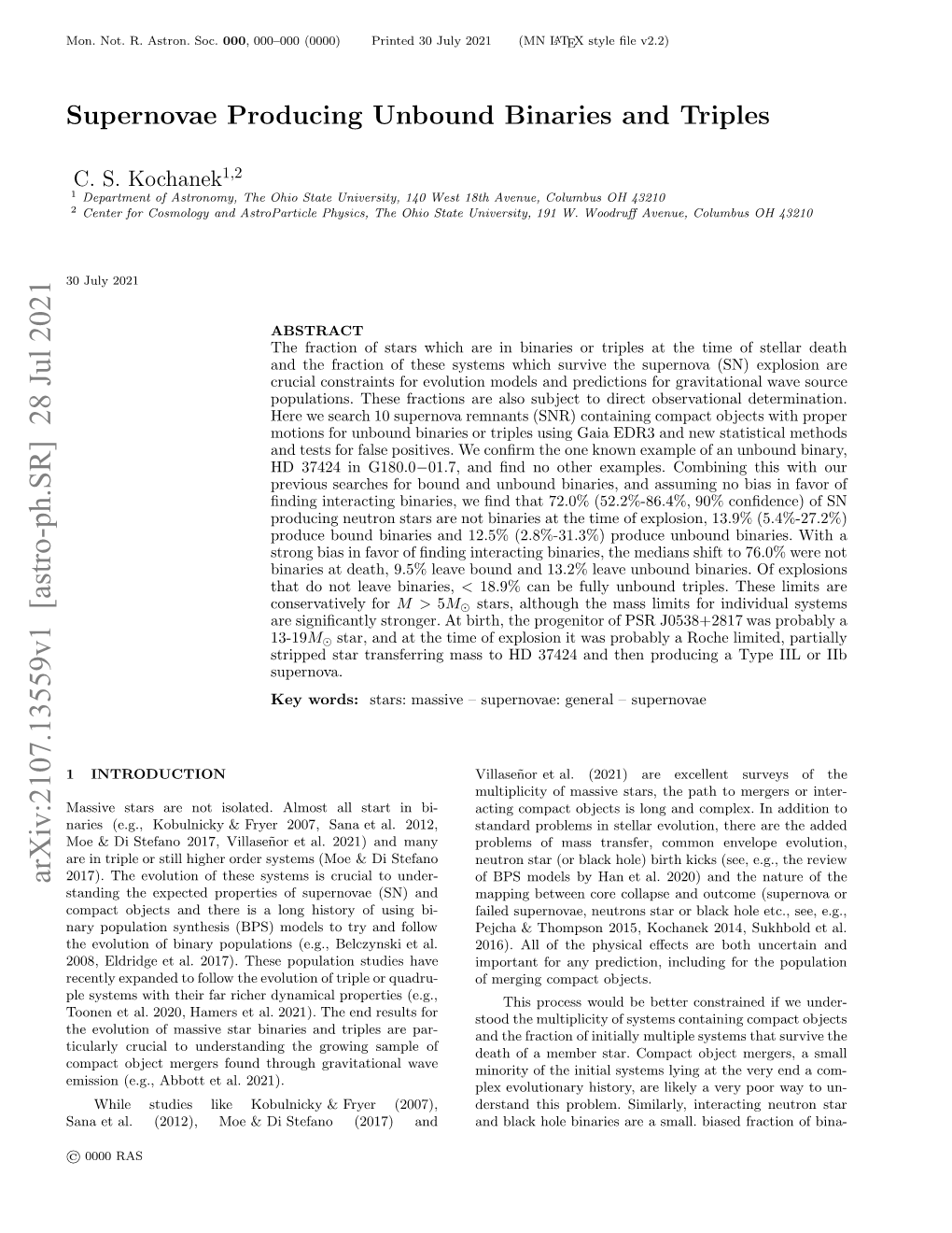 Supernovae Producing Unbound Binaries and Triples 3