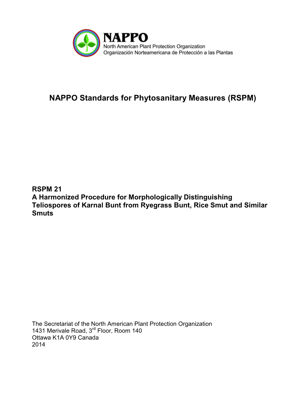 NAPPO Standards for Phytosanitary Measures (RSPM)