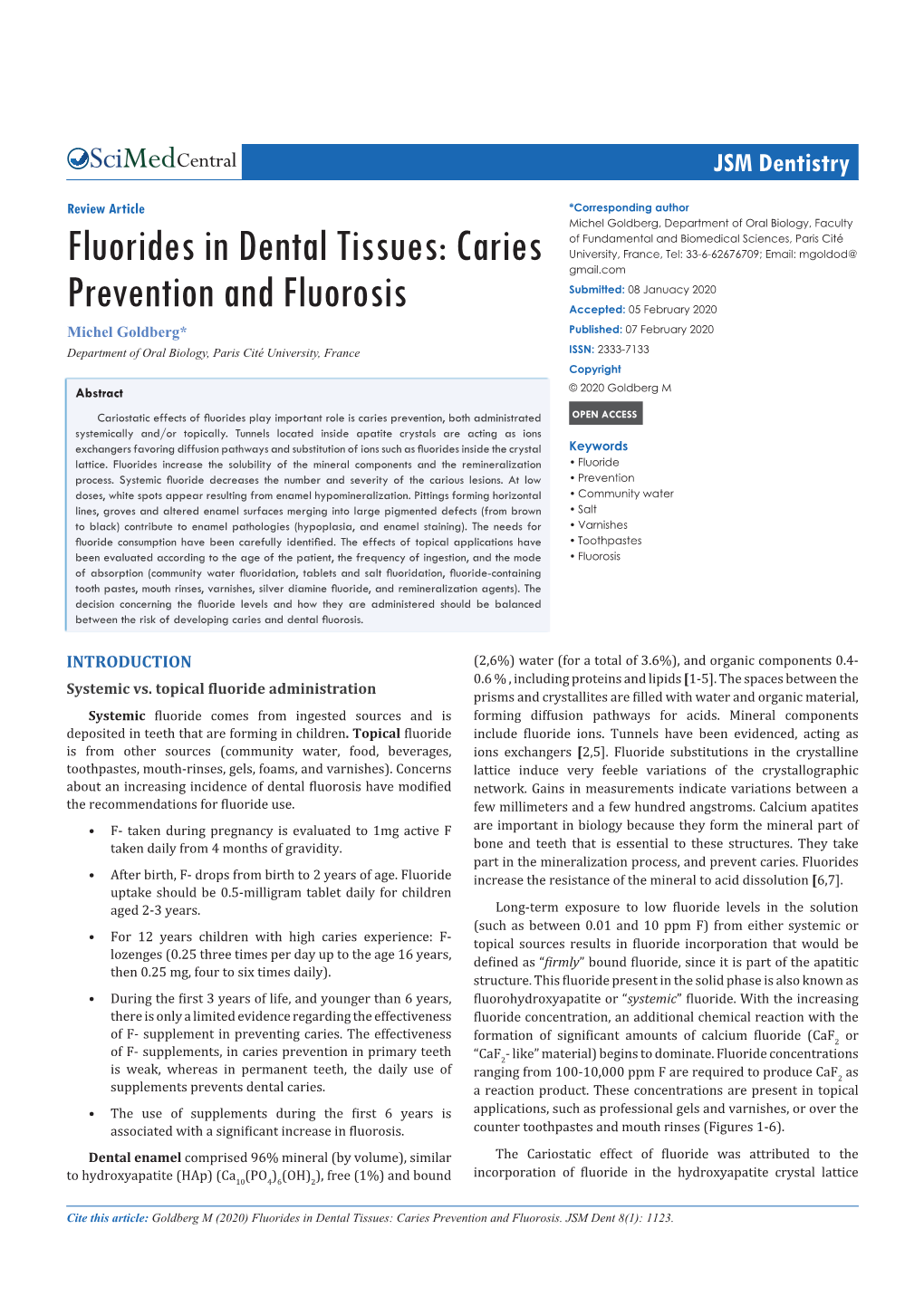 Fluorides in Dental Tissues: Caries Prevention and Fluorosis