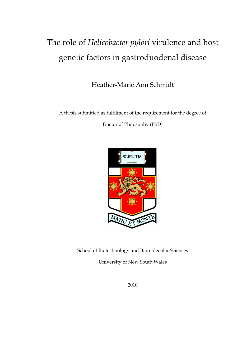The Role of Helicobacter Pylori Virulence and Host Genetic Factors in Gastroduodenal Disease