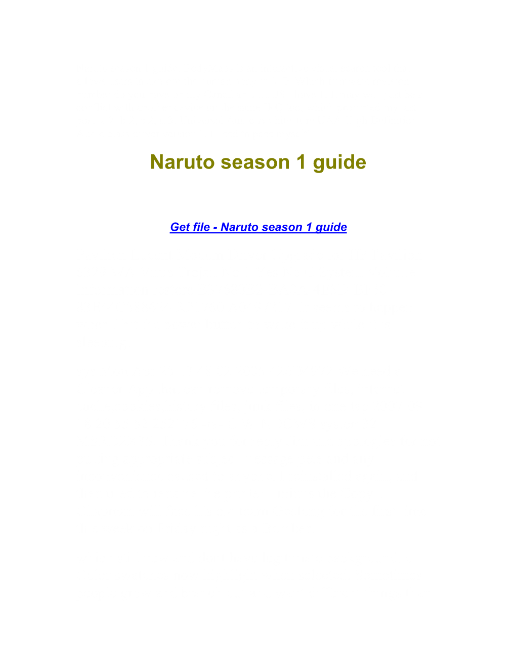 Naruto Season 1 Guide